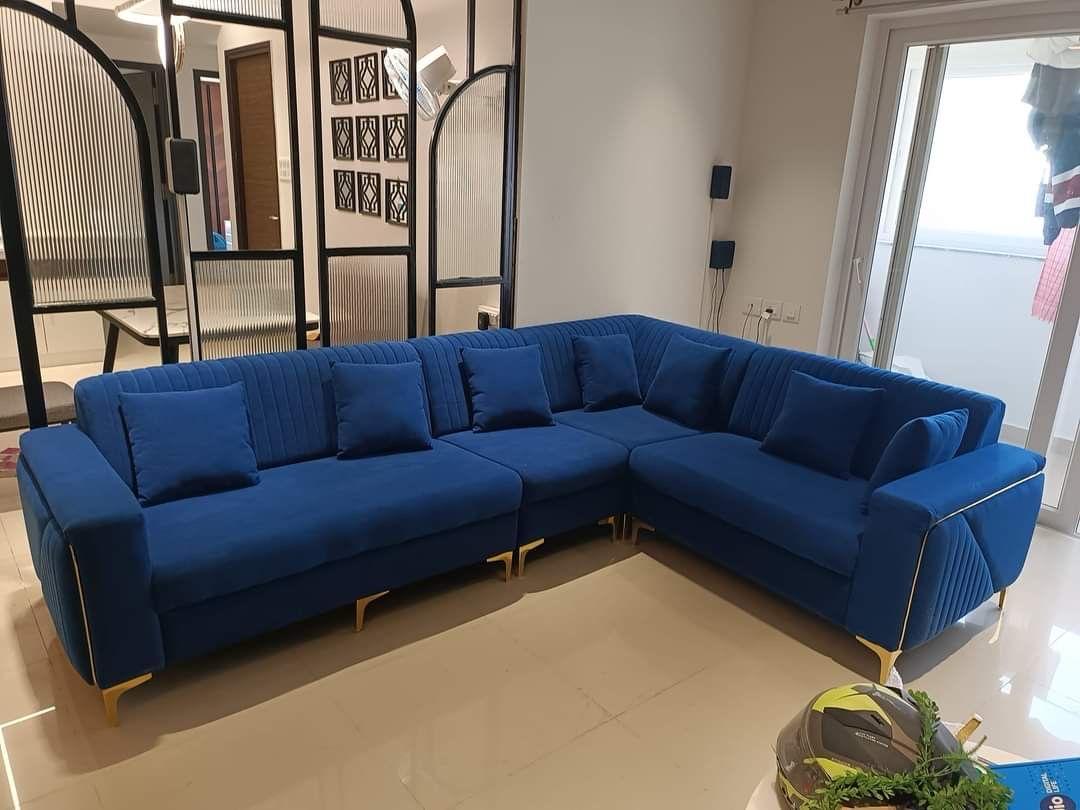 canapé bleu complet